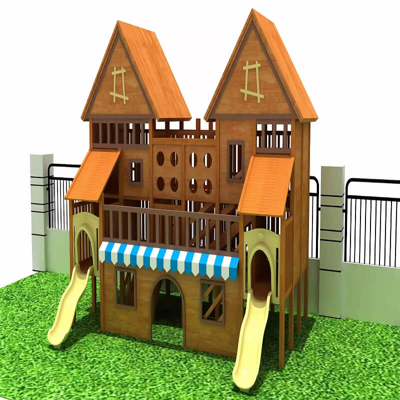 游乐场木制组合滑梯